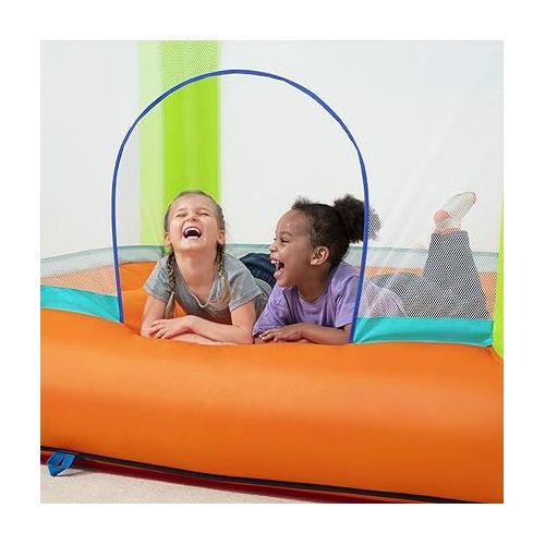  Bestway Jump And Soar Kids Inflatable Bounce House with Air Pump, Stakes, and Storage Bag for Indoor or Outdoor Use, Multicolor