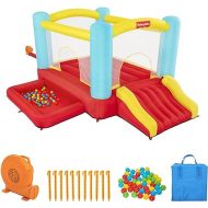 Fisher-Price Bouncemania Inflatable Mega Bouncer Bouncy House with 50 Play Balls, Multicolor