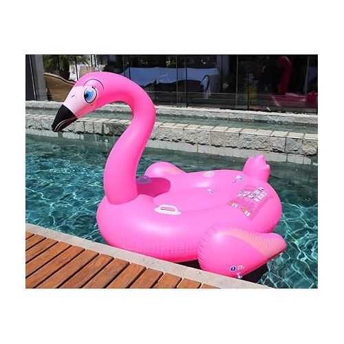  Bestway Pink Inflatable Giant Mega Supersized Flamingo Rider Swimming Lounge Float Pool Toy Lilo - 6.5' x 55