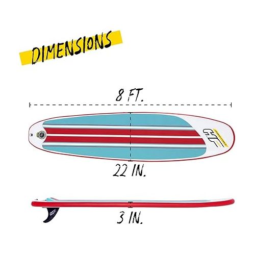  Bestway Hydro-Force Compact Surf Board 8, Inflatable Surf Set, with Travel Bagmpact SURF 8 Inflatable Boards for Stand-Up Paddling, Multi-Coloured,2.43m x 57cm x 7cm