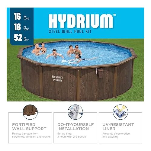  Bestway Hydrium Galvanized Steel Wall Above Ground Pool Set 16' x 52