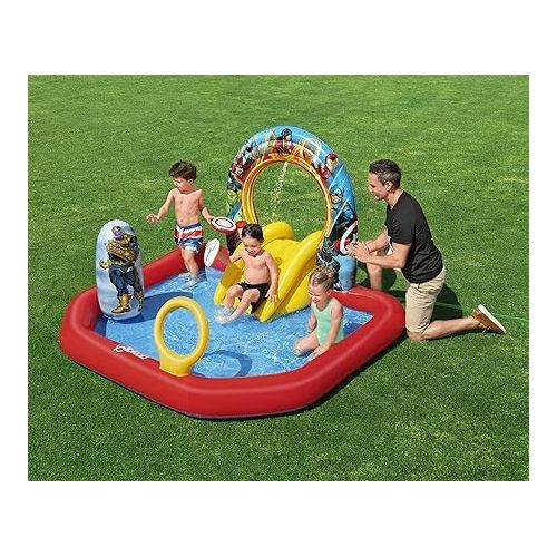  Bestway Marvel's Avengers Assemble Kids Inflatable Water Play Center | Outdoor Summer Pool Toy for Children Ages 2+