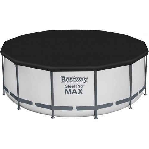  Bestway Steel Pro MAX 13 Foot x 48 Inch Round Metal Frame Above Ground Outdoor Swimming Pool Set with 1,000 Filter Pump, Ladder, and Cover