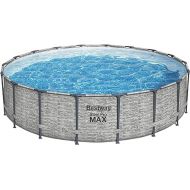 Bestway Steel Pro MAX 18’ x 48” Round Above Ground Pool Set | Frame Swmiming Pool Features Realistic Stone Print Liner | Includes 1500gal Filter Pump, 48