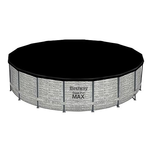  Bestway Steel Pro MAX 18’ x 48” Round Above Ground Pool Set | Frame Swmiming Pool Features Realistic Stone Print Liner | Includes 1500gal Filter Pump, 48