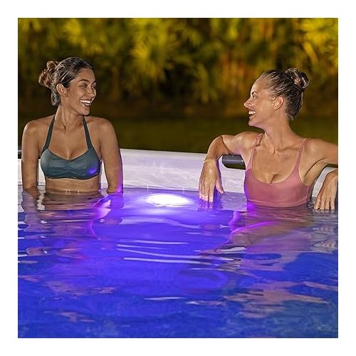  Bestway Steel Pro MAX 18 Foot x 48 Inches Metal Frame Above Ground Round Swimming Pool Set with LED Light, Remote Control, Ladder, and Pool Cover