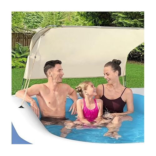  H2OGO! 8 Foot 4 Inch x 70 Inch Summer Bliss Shaded Inflatable Family Pool for Kids Ages 6 Above