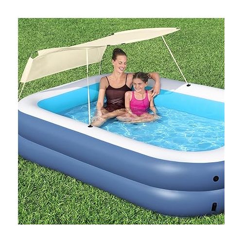  H2OGO! 8 Foot 4 Inch x 70 Inch Summer Bliss Shaded Inflatable Family Pool for Kids Ages 6 Above
