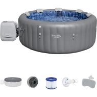 Bestway SaluSpa Santorini HydroJet 5 to 7 Inflatable Hot TubRound Portable Outdoor Spa with 180 Soothing Jets and Cover, Gray