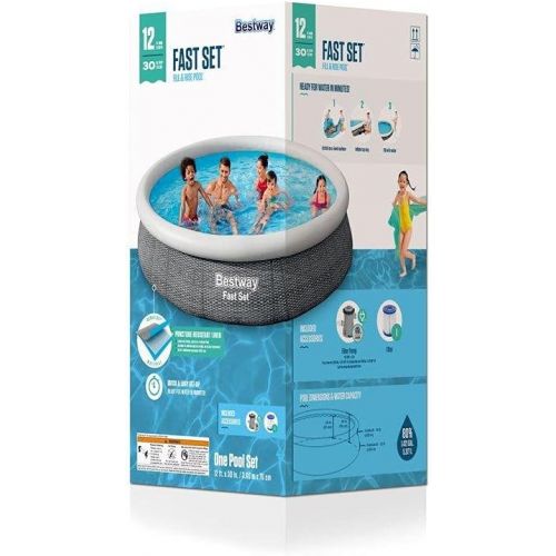  Bestway Fast Set 12 x 30 Inflatable Top Ring Pool Above Ground Swimming Pool