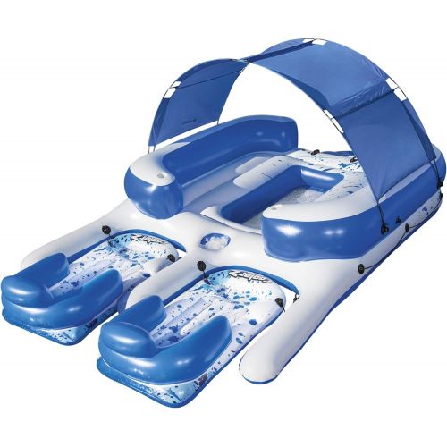  Bestway CoolerZ Tropical Breeze III Inflatable 8-Person Floating Island with UV Sun Shade and Connecting Lounge Rafts