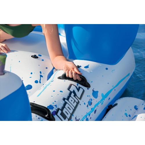  Bestway CoolerZ Tropical Breeze III Inflatable 8-Person Floating Island with UV Sun Shade and Connecting Lounge Rafts