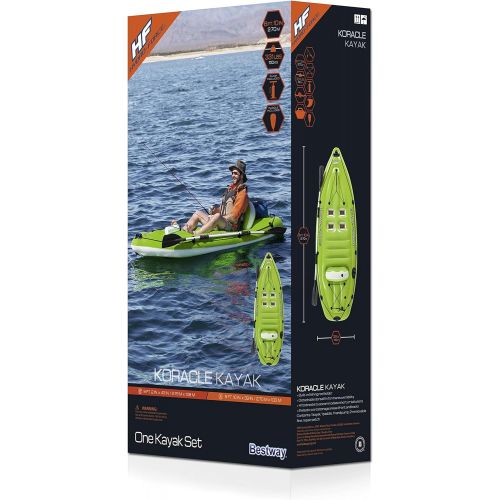  Bestway Hydro-Force Koracle Inflatable Kayak Set, Includes Double-Sided Paddle, Built-In Oar Clasps, Fishing Rod Holders, & Storage Compartments, Convenient & Portable Kayak w/Hand