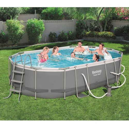  Bestway Power Steel Oval Frame Above Ground Swimming Pool (910 x 66 x 33)