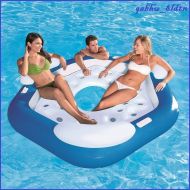 Bestway Inflatable Floating Island 3 Person (Buy 1 Get 1 FREE) Raft River Lake Pool Party Tube w/ Backrest
