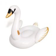 Bestway H2OGO! Luxury Swan Pool Lake Inflatable Summer Party Ride-On Float with Heavy-Duty Handles (Golden Accents!), White/Black