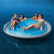 Bestway H2OGO! CoolerZ Aqua Blue Island Pool Float with Inflata-Shield Puncture Resistant Vinyl Material, Includes 4 Built-In Cup Holders and All Around Grab Rope
