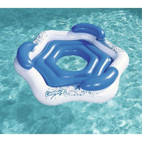  Bestway 3-Person Floating Water Island Lounge Raft + AC Electric Air Pump