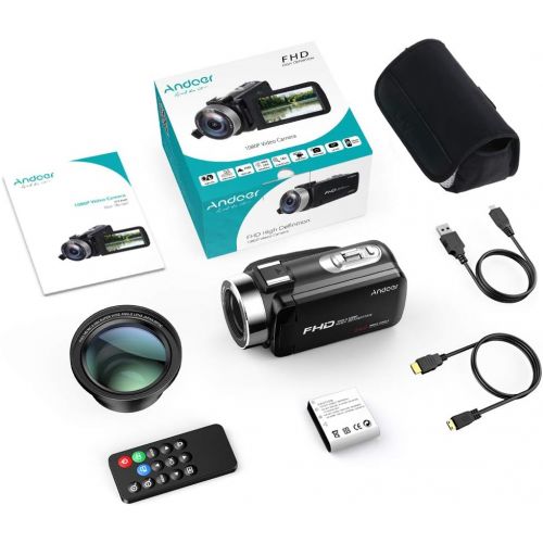  [아마존 핫딜] [아마존핫딜]Andoer 4K Digital Videokamera Camcorder Ultra HD 48MP WiFi 3,0 Zoll Touchscreen IR Infrarot Nachtaufnahme 16X Digitalzoom mit 1pc 2500mAh Wiederaufladbare Kamera Akku (Farbe 3)