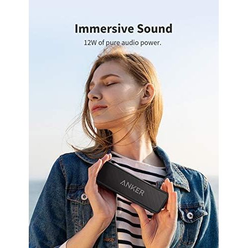 앤커 [아마존 핫딜]  [아마존핫딜]Anker SoundCore 2 Bluetooth Lautsprecher, Duale Bass-Treiber, 24h Wiedergabe, 20m Reichweite, Verbesserter IPX7 Wasserschutz, mit eingebautem Mikrofon, Kabelloser Lautsprecher fuer