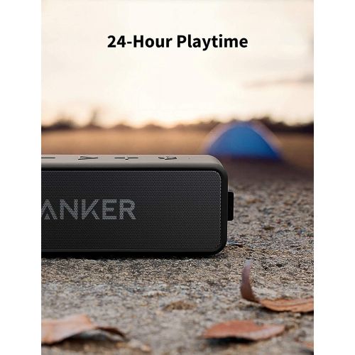 앤커 [아마존 핫딜]  [아마존핫딜]Anker SoundCore 2 Bluetooth Lautsprecher, Duale Bass-Treiber, 24h Wiedergabe, 20m Reichweite, Verbesserter IPX7 Wasserschutz, mit eingebautem Mikrofon, Kabelloser Lautsprecher fuer