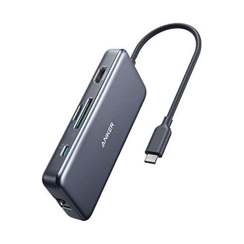 앤커 [아마존 핫딜]  [아마존핫딜]Anker USB C Hub, 7 in 1 PowerExpand+ Adapter mit 4K HDMI, 60W Power Delivery, 1GBPS Ethernet, 2 USB 3.0 Ports und SD/microSD Speicherkartenleser, fuer MacBook Pro 2016/2017 / 2018,