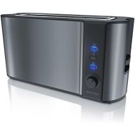 Besuchen Sie den Arendo-Store Arendo - Automatik Toaster Langschlitz - Defrost Funktion - Warmeisolierendes Doppelwandgehause - integrierter Broetchenaufsatz - herausziehbare Kruemelschublade - in Cool Grey