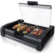 [아마존베스트]Arendo - Gourmet Tischgrill Elektrogrill - 1650 W - mit Glasabdeckung - fuer Balkon Garten Indoor - Antihaftbeschichtung - Temperaturregelung mit 5 Stufen - GS-zertifiziert