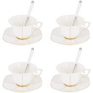 Besuchen Sie den Artvigor-Store Artvigor, Porzellan Kaffeeservice Set fuer 4 Personen, 12 TLG. Set Kaffeetassen, 200 ml Mokkatassen mit Loeffel und Untertassen