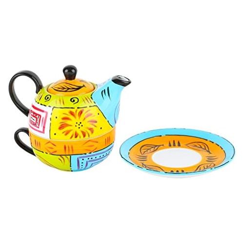  Besuchen Sie den Artvigor-Store Artvigor, Tea for one, Porzellan Tee Set, 4-teilig Kaffeeservice, Mehrfarbig