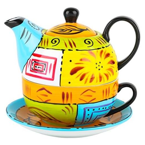  Besuchen Sie den Artvigor-Store Artvigor, Tea for one, Porzellan Tee Set, 4-teilig Kaffeeservice, Mehrfarbig