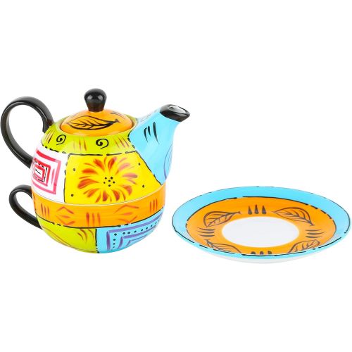  Besuchen Sie den Artvigor-Store Artvigor, Tea for one, Porzellan Tee Set, 4-teilig Kaffeeservice, Mehrfarbig