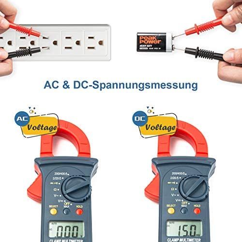  [아마존 핫딜]  [아마존핫딜]AstroAI Clamp Meter Digitaler Stromzange Multimeter mit 2000 Counts, Auto Range, Spannungspruefer, Wechselstrom, Widerstand, Kontinuitat; Testet Dioden, Rot/Schwarz