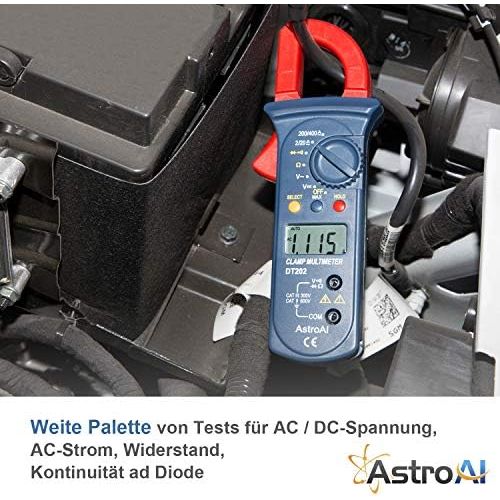  [아마존 핫딜]  [아마존핫딜]AstroAI Clamp Meter Digitaler Stromzange Multimeter mit 2000 Counts, Auto Range, Spannungspruefer, Wechselstrom, Widerstand, Kontinuitat; Testet Dioden, Rot/Schwarz