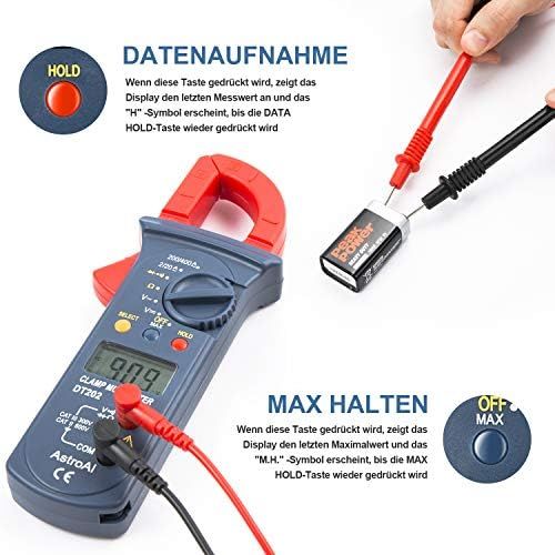  [아마존 핫딜]  [아마존핫딜]AstroAI Clamp Meter Digitaler Stromzange Multimeter mit 2000 Counts, Auto Range, Spannungspruefer, Wechselstrom, Widerstand, Kontinuitat; Testet Dioden, Rot/Schwarz