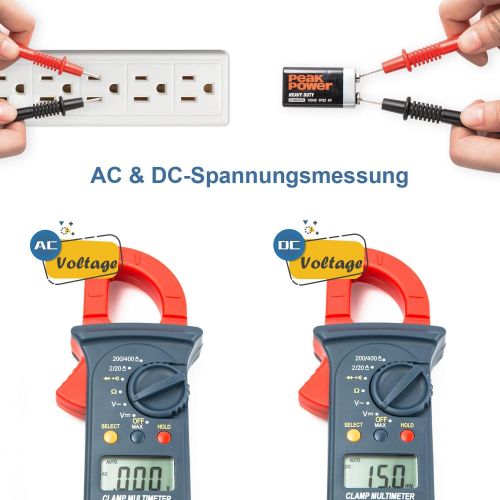  [아마존 핫딜]  [아마존핫딜]AstroAI Clamp Meter Digitaler Stromzange Multimeter mit 2000 Counts, Auto Range, Spannungspruefer, Wechselstrom, Widerstand, Kontinuitat; Testet Dioden, Rot/Schwarz