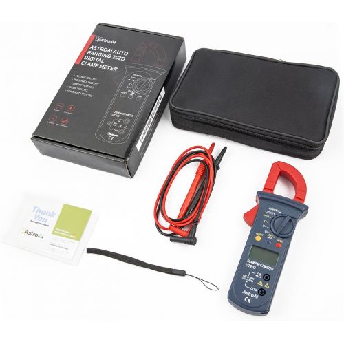  [아마존 핫딜]  [아마존핫딜]AstroAI Clamp Meter Digitaler Stromzange Multimeter mit 2000 Counts, Auto Range, Spannungspruefer, Wechselstrom, Widerstand, Kontinuitat; Testet Dioden, Rot/Schwarz