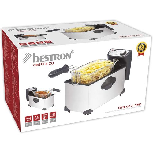  Besuchen Sie den Bestron-Store Bestron Fritteuse Cool Zone, Fuer 1 kg Frittiergut, 3,5 Liter, 2200 W, Edelstahl