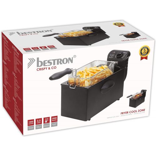  Besuchen Sie den Bestron-Store Bestron Fritteuse Cool Zone, Fuer 1 kg Frittiergut, 3,5 Liter, 2000 W, Schwarz