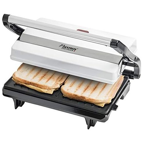  Besuchen Sie den Bestron-Store Bestron Antihaftbeschichteter Sandwich-/Panini-Kontaktgrill, Viva Italia, 700 W, Weiss