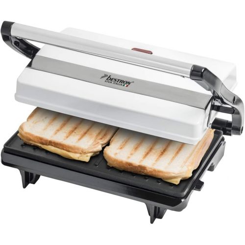  Besuchen Sie den Bestron-Store Bestron Antihaftbeschichteter Sandwich-/Panini-Kontaktgrill, Viva Italia, 700 W, Weiss