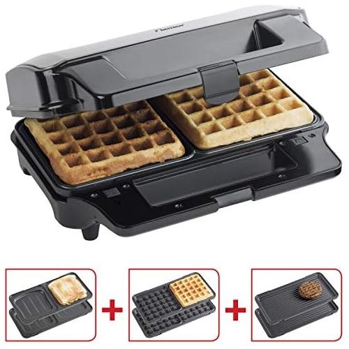  Besuchen Sie den Bestron-Store Bestron Antihaftbeschichteter 3-in-1 Sandwich-Kontaktgrill, 900 W, Schwarz