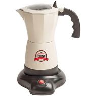 Bestron Elektrischer Espresso-Kocher mit Basis, Vintage, 6 Espressotassen, 480 Watt, Aluminium, Beige