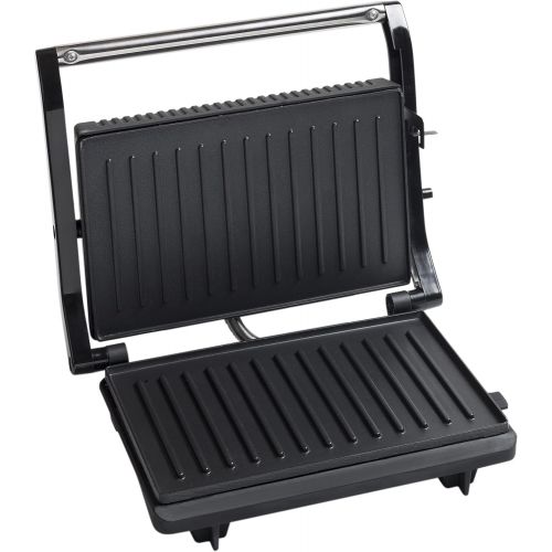  Bestron Ausklappbarer Sandwich-/Panini-Kontaktgrill mit Antihaftbeschichtung, 750 W, Schwarz