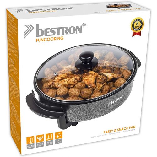  Bestron Elektrische Party-/Snackpfanne mit Antihaftbeschichtung, 1500 W, Schwarz