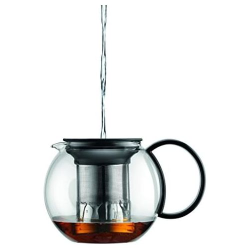  Besuchen Sie den Bodum-Store Bodum K1805-01 Assam Set, Teebereiter mit Edelstahlfilter 1 L und 2 Stueck Tasse, Glas, 0,35 L, schwarz