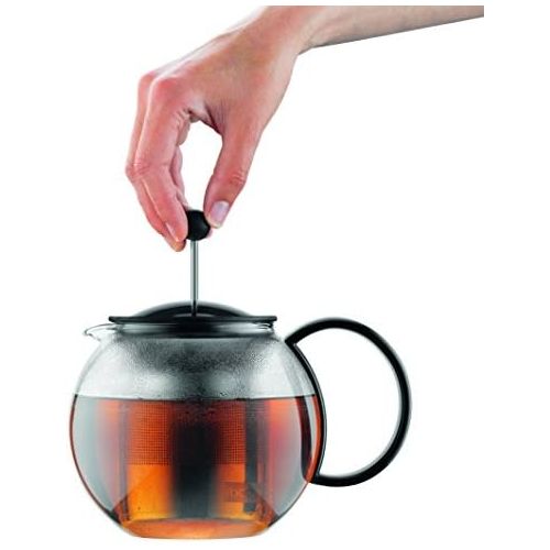  Besuchen Sie den Bodum-Store Bodum K1805-01 Assam Set, Teebereiter mit Edelstahlfilter 1 L und 2 Stueck Tasse, Glas, 0,35 L, schwarz