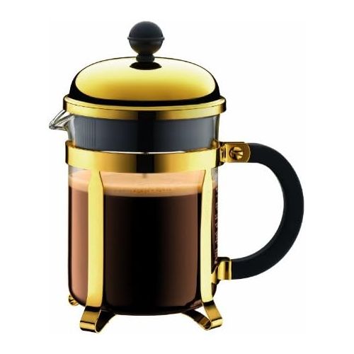  Besuchen Sie den Bodum-Store Bodum Chambord Kaffeebereiter 4 Tassen mit Metallrahmen, Chrom, Gold, 10.5 x 16.6 x 19 cm