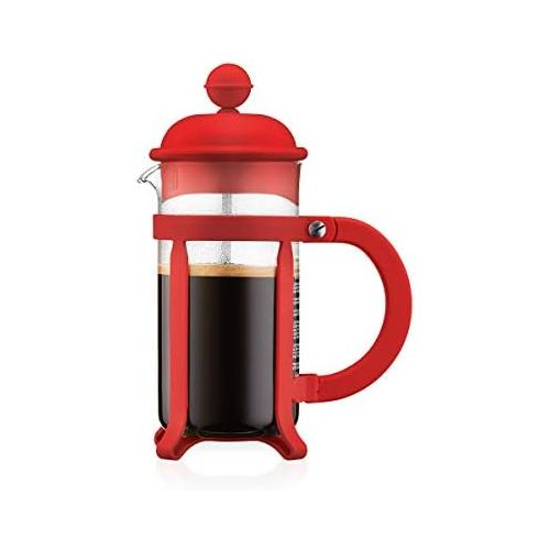  Bodum Java Kaffeebereiter 3 Tassen, Glas, Rot, 7.5 x 13.5 x 18.9 cm
