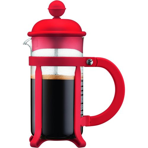  Bodum Java Kaffeebereiter 3 Tassen, Glas, Rot, 7.5 x 13.5 x 18.9 cm
